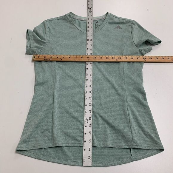 Adidas Nova Shirt Womens M Vape Green Climalite V Neck Performance Short Sleeve - Picture 6 of 11